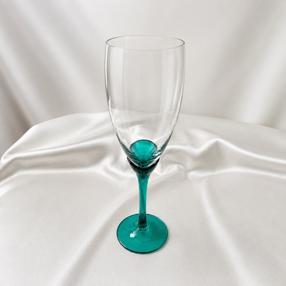 Libbey Domaine Juniper Green Champagne Flutes Set of 4 Green Stem 9.75 inch - Picture 14 of 16